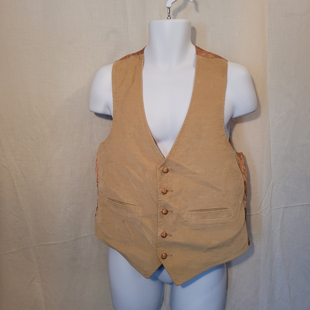 Vtg Sears & Roebuck Tan Corduroy Vest